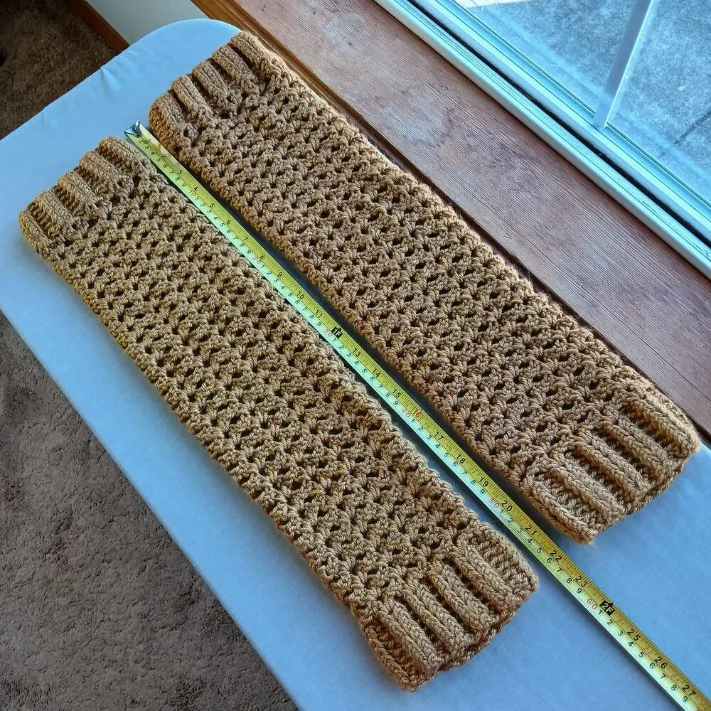 Gold Leg Warmers Bryce Canyon OSFM crochet over the knee retro dance premade